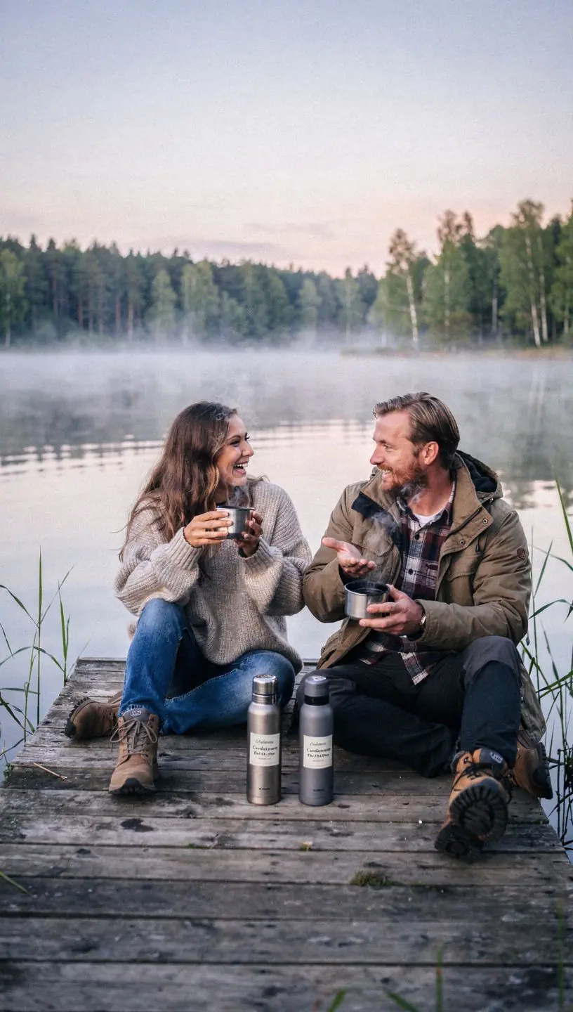 Tradicinė kardamono arbatos mišinio pakuotė su širdies sveikatai skirtu užrašu, pabrėžianti natūralius ingredientus.